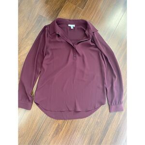 14th & Union XS burgundy wine long sleeve blouse